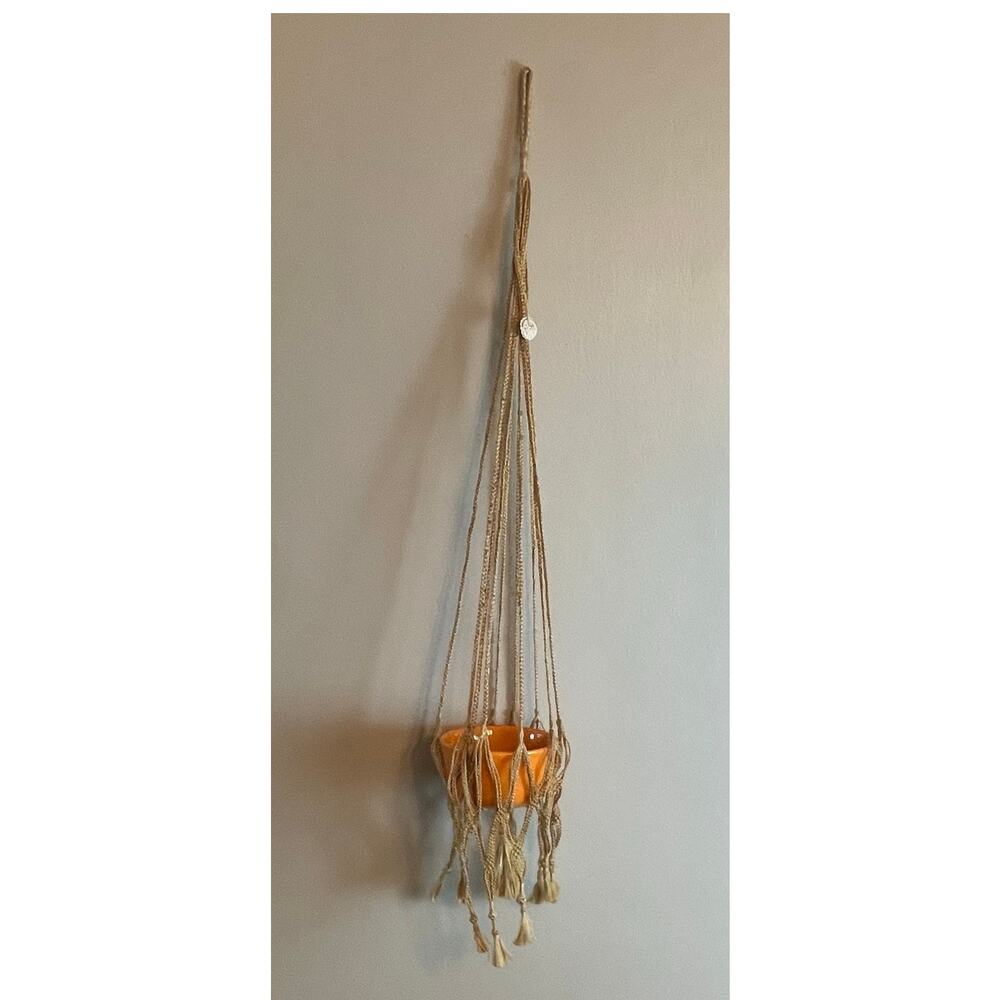 Vintage Bangladesh Hand-Made Macrame Plant Hanger 43” Boho Bohemian